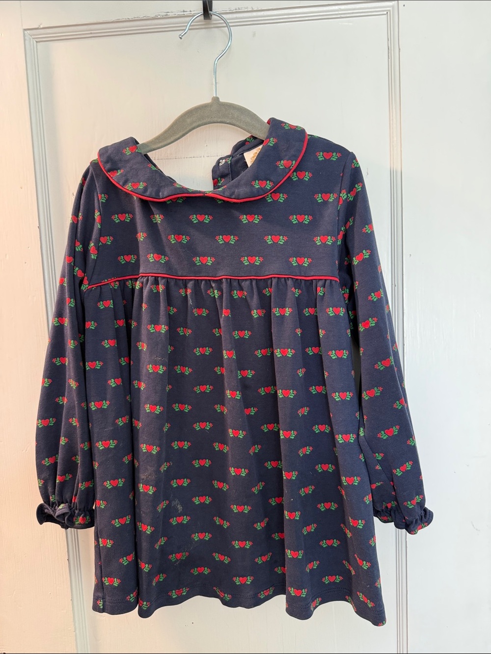 Beaufort Bonnet company navy peter pan collar heart shirt size 7